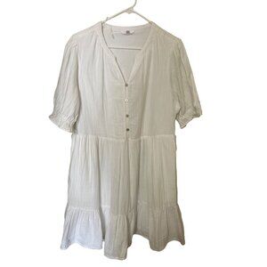 Time And Tru White Cotton XLTired  Dress Beach Resort Vacation